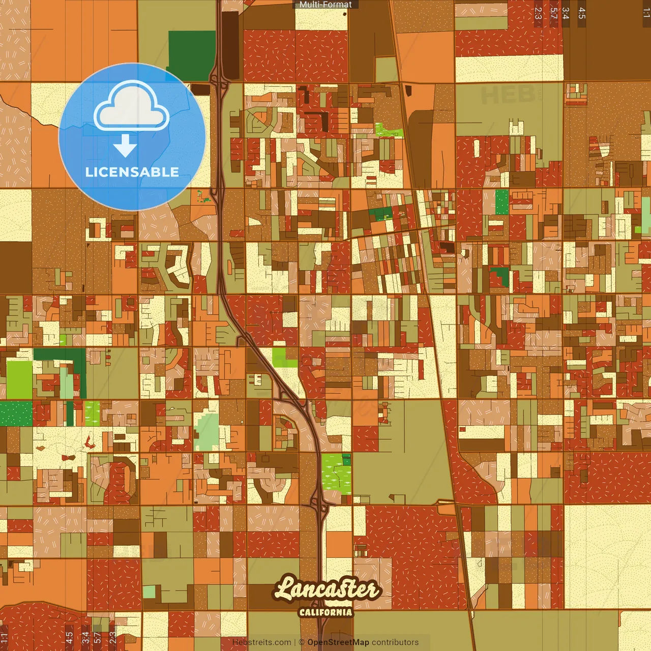 Lancaster California Farmhouse Poster Art Map Template