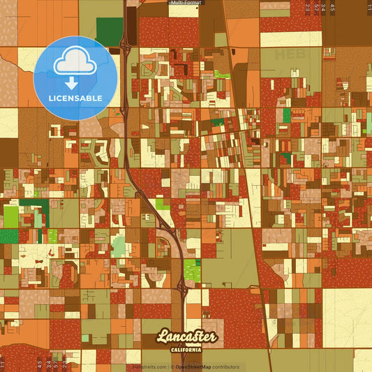 Lancaster California Farmhouse Poster Art Map Template