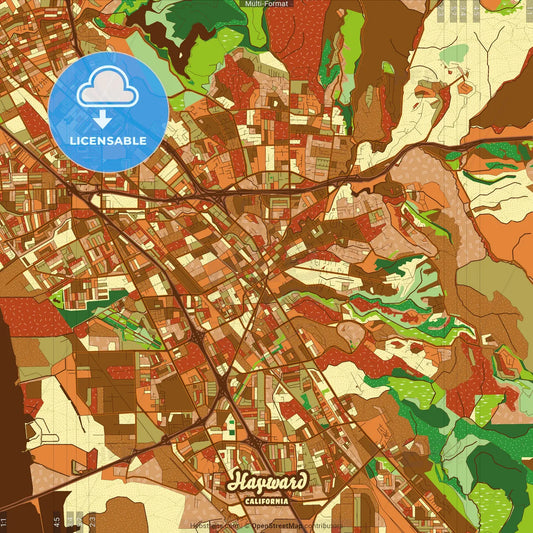 Hayward California Farmhouse Poster Art Map Template