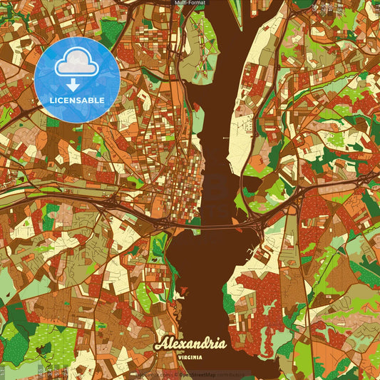 Alexandria Virginia Farmhouse Poster Art Map Template