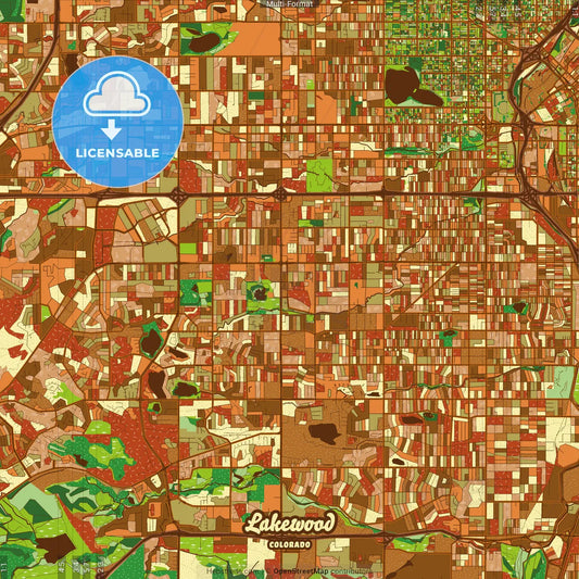 Lakewood Colorado Farmhouse Poster Art Map Template