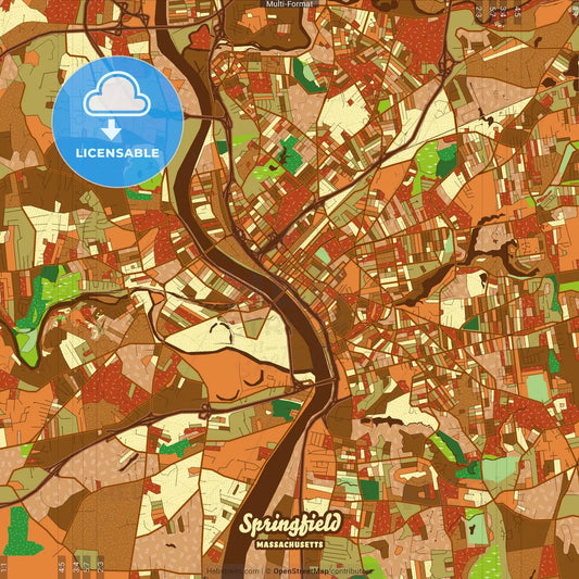 Springfield Massachusetts Farmhouse Poster Art Map Template