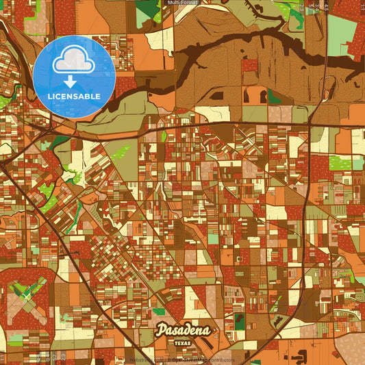 Pasadena Texas Farmhouse Poster Art Map Template