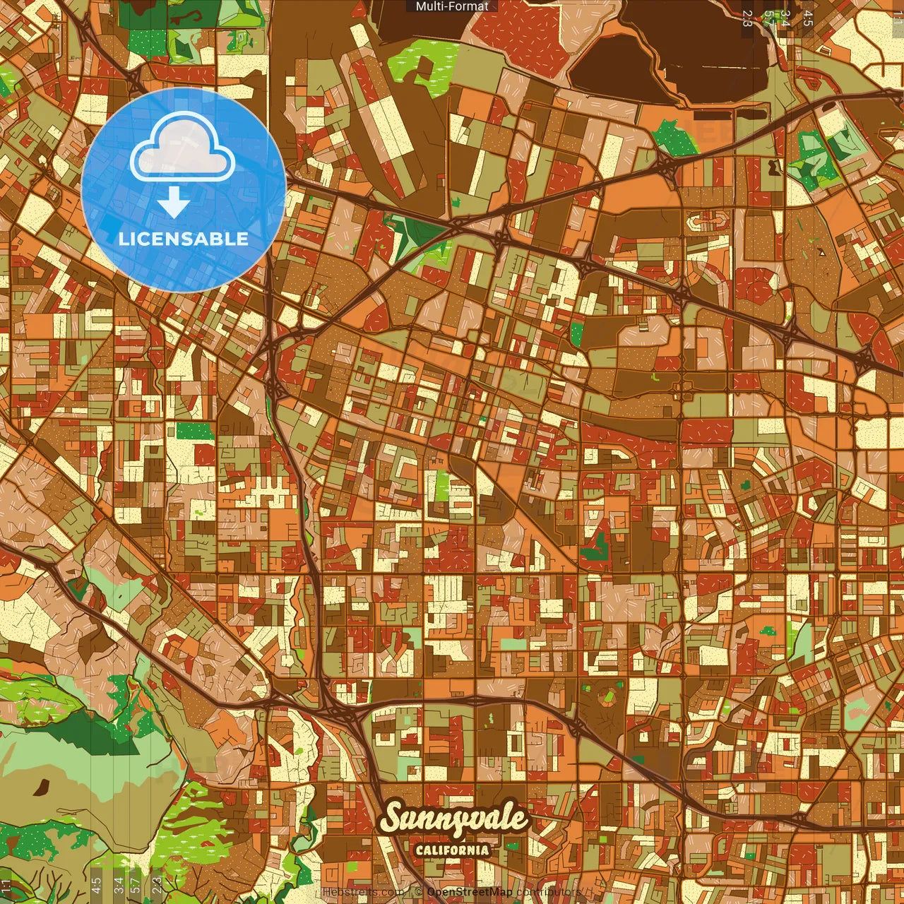 Sunnyvale California Farmhouse Poster Art Map Template