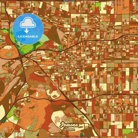 Pomona California Farmhouse Poster Art Map Template