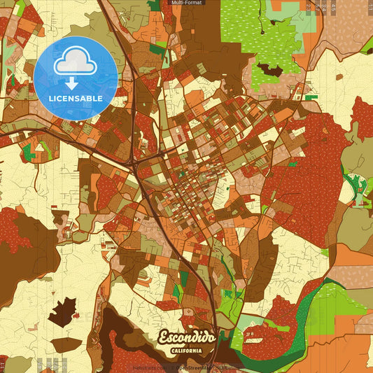 Escondido California Farmhouse Poster Art Map Template