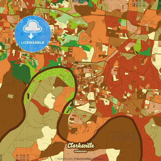 Clarksville Tennessee Farmhouse Poster Art Map Template