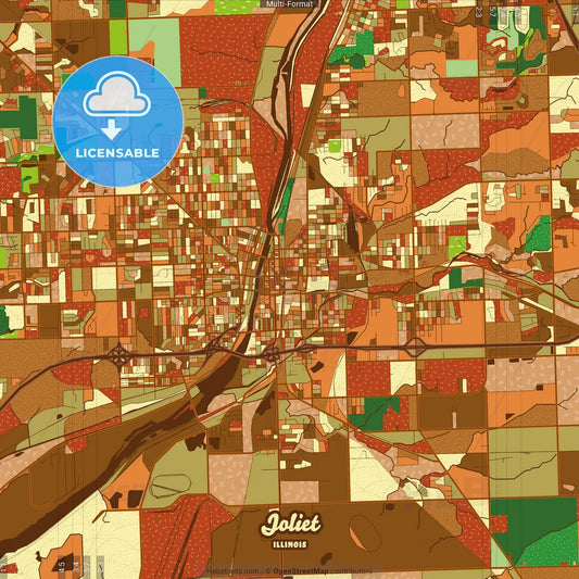 Joliet Illinois Farmhouse Poster Art Map Template