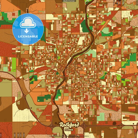 Rockford Illinois Farmhouse Poster Art Map Template