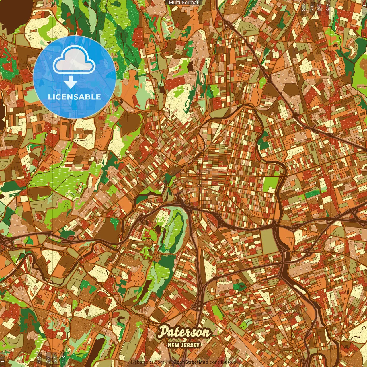 Paterson New Jersey Farmhouse Poster Art Map Template