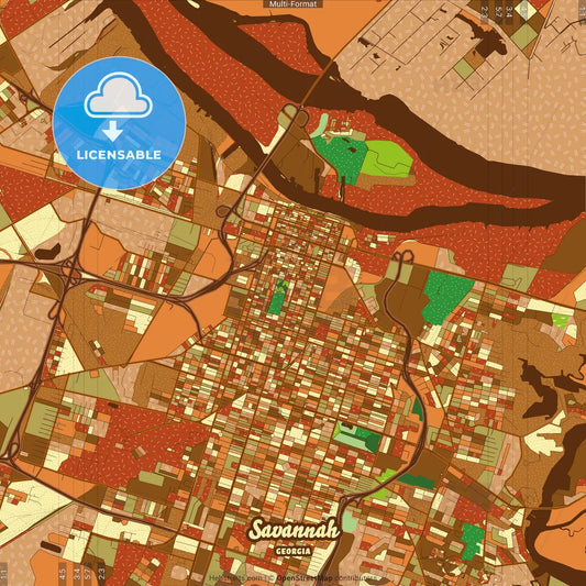 Savannah Georgia Farmhouse Poster Art Map Template