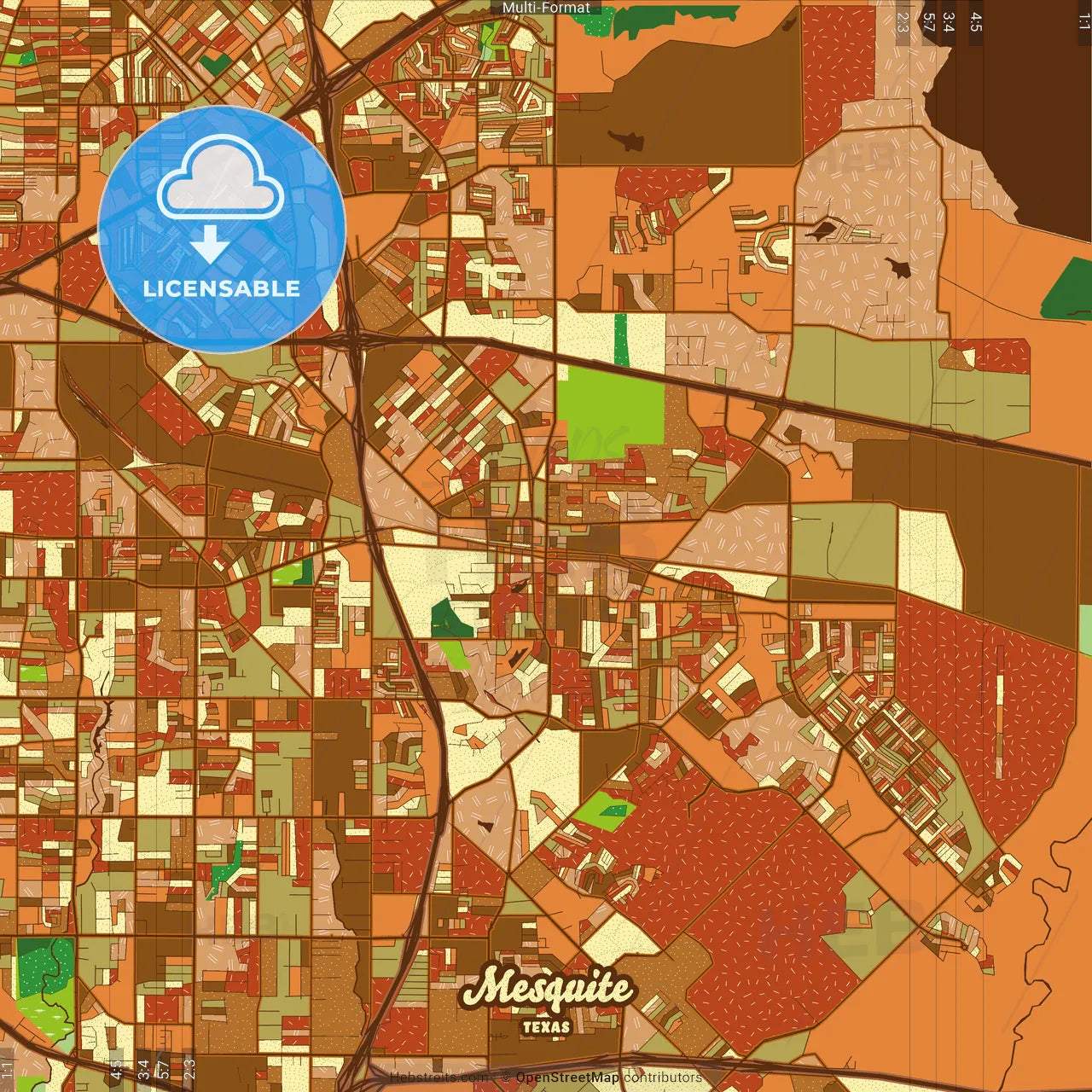 Mesquite Texas Farmhouse Poster Art Map Template