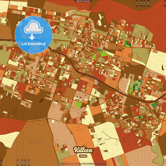 Killeen Texas Farmhouse Poster Art Map Template