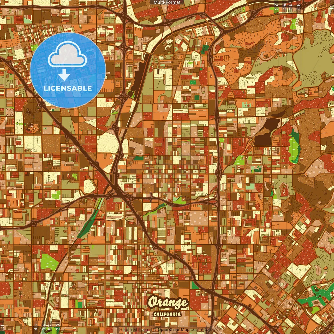 Orange California Farmhouse Poster Art Map Template