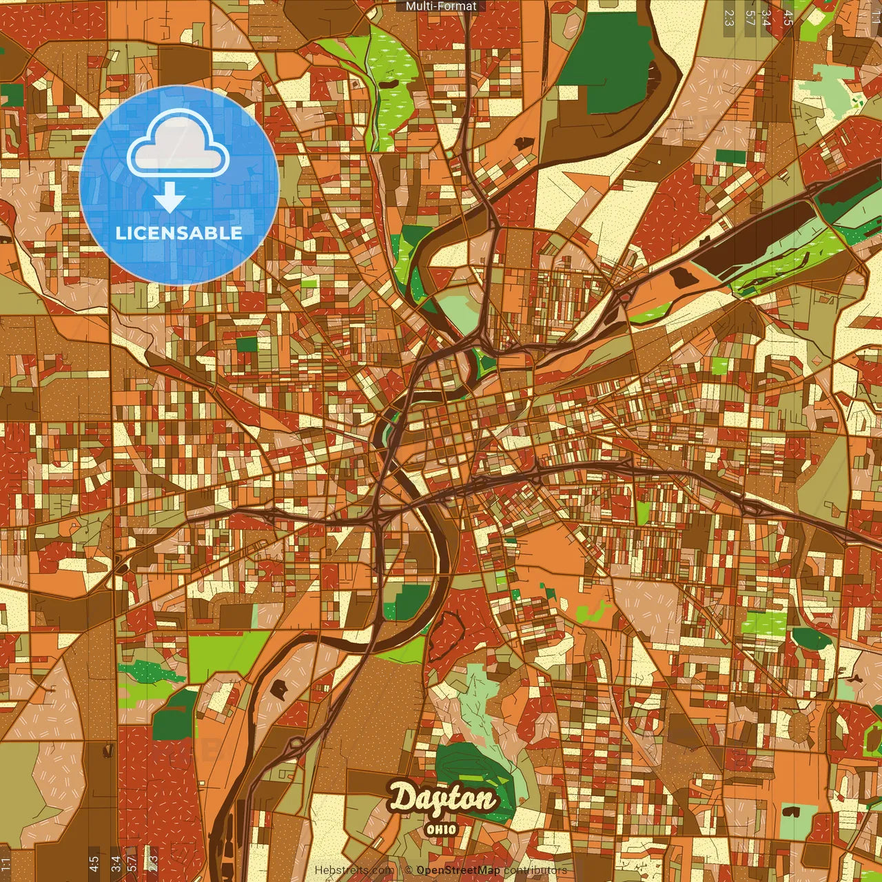 Dayton Ohio Farmhouse Poster Art Map Template