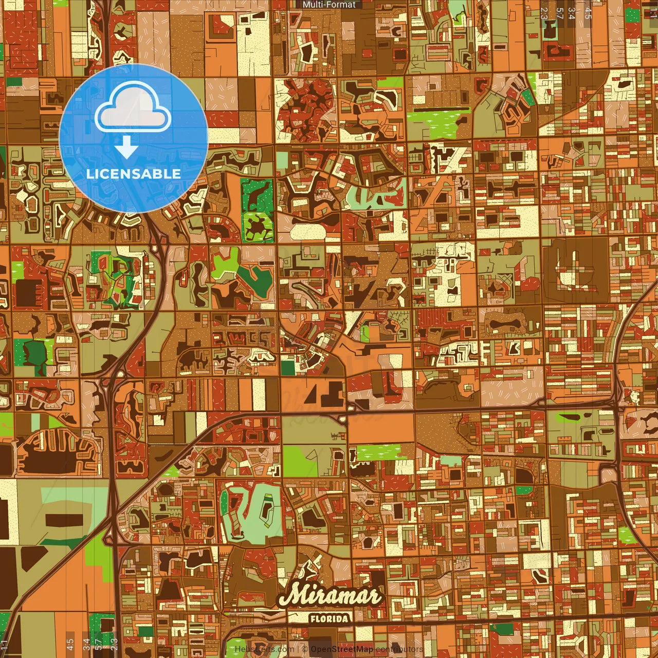 Miramar Florida Farmhouse Poster Art Map Template