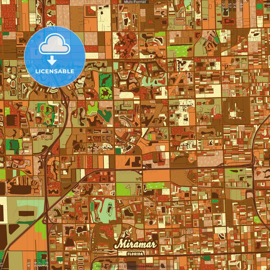 Miramar Florida Farmhouse Poster Art Map Template