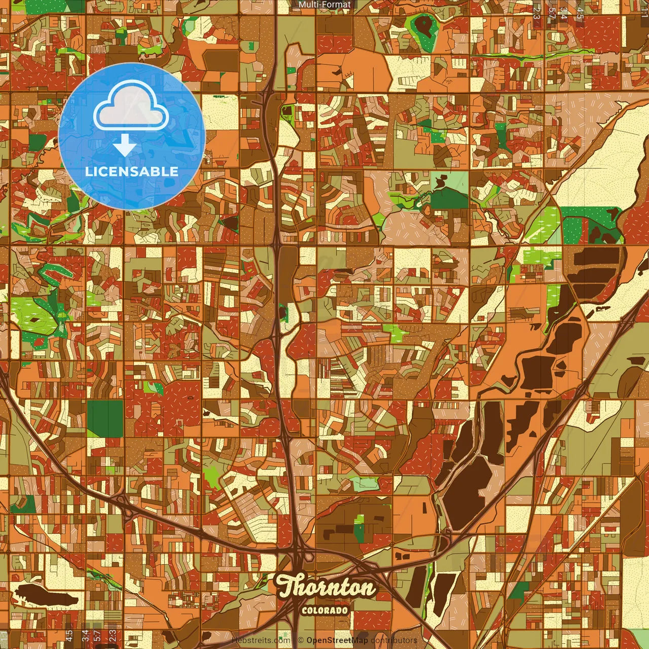 Thornton Colorado Farmhouse Poster Art Map Template