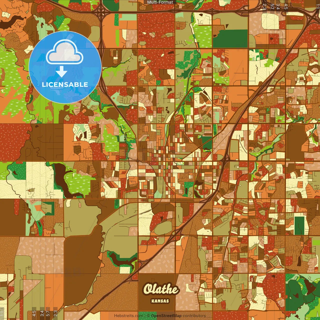 Olathe Kansas Farmhouse Poster Art Map Template