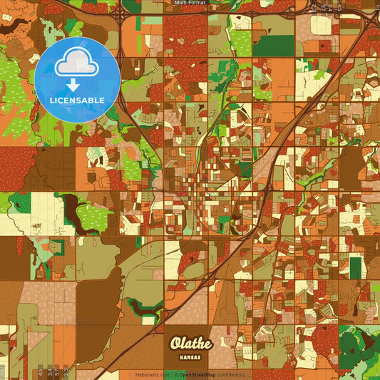 Olathe Kansas Farmhouse Poster Art Map Template