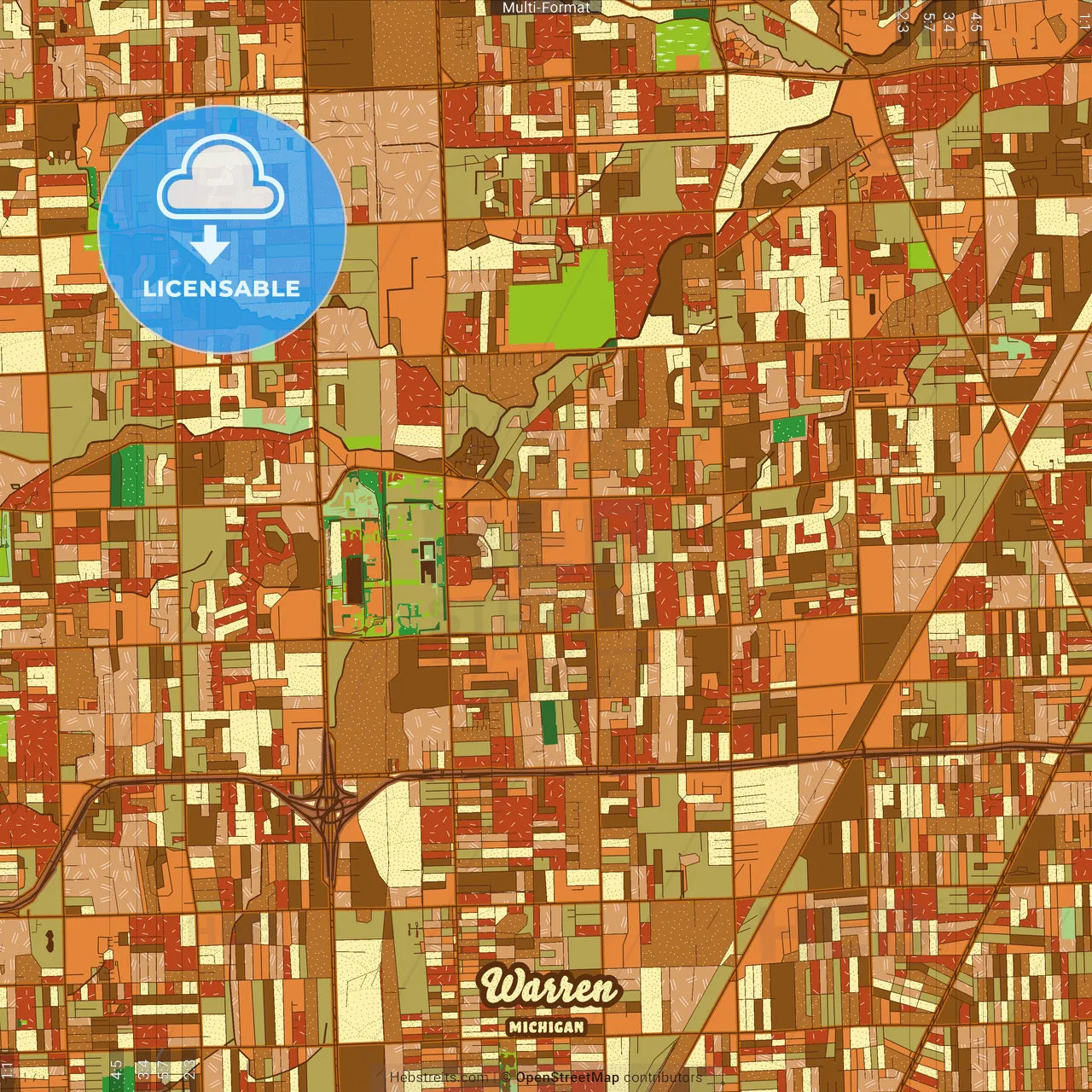 Warren Michigan Farmhouse Poster Art Map Template