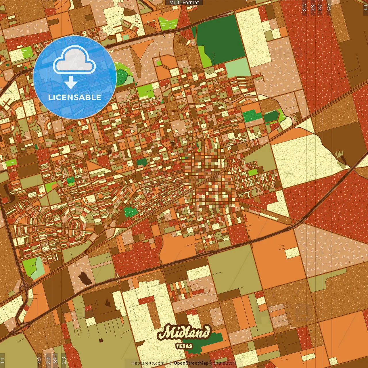 Midland Texas Farmhouse Poster Art Map Template