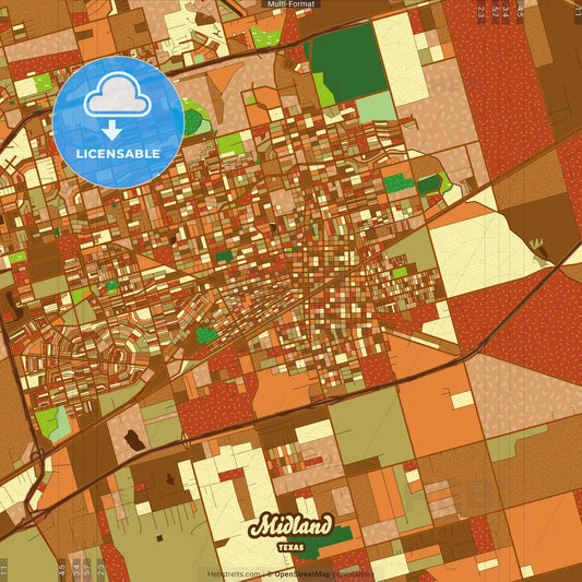 Midland Texas Farmhouse Poster Art Map Template