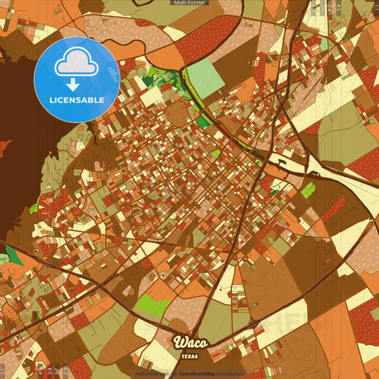 Waco Texas Farmhouse Poster Art Map Template