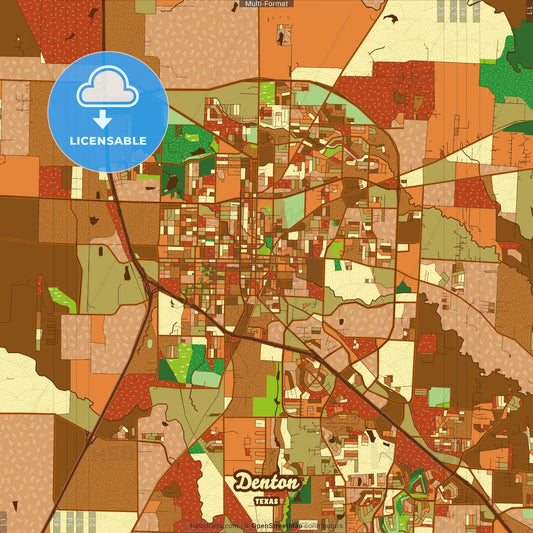 Denton Texas Farmhouse Poster Art Map Template