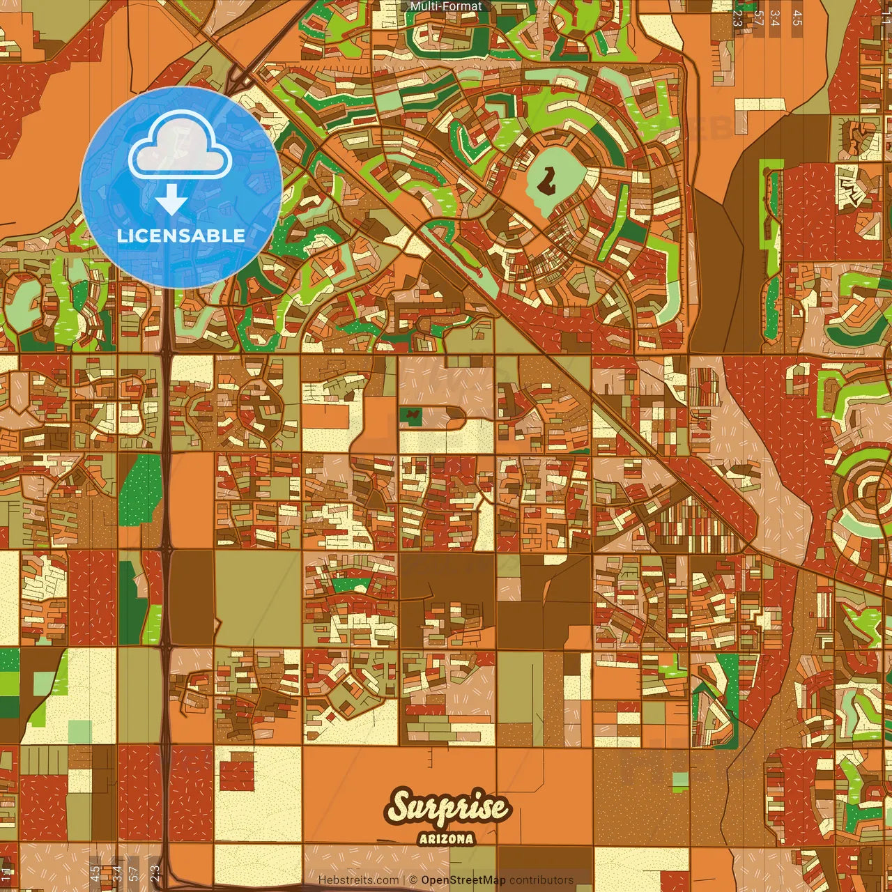 Surprise Arizona Farmhouse Poster Art Map Template