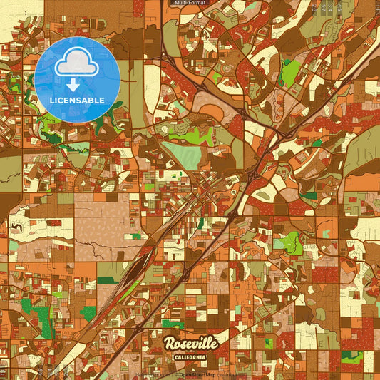 Roseville California Farmhouse Poster Art Map Template