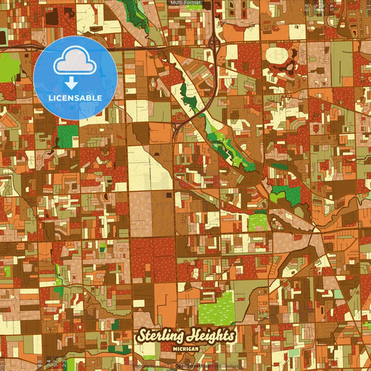 Sterling Heights Michigan Farmhouse Poster Art Map Template