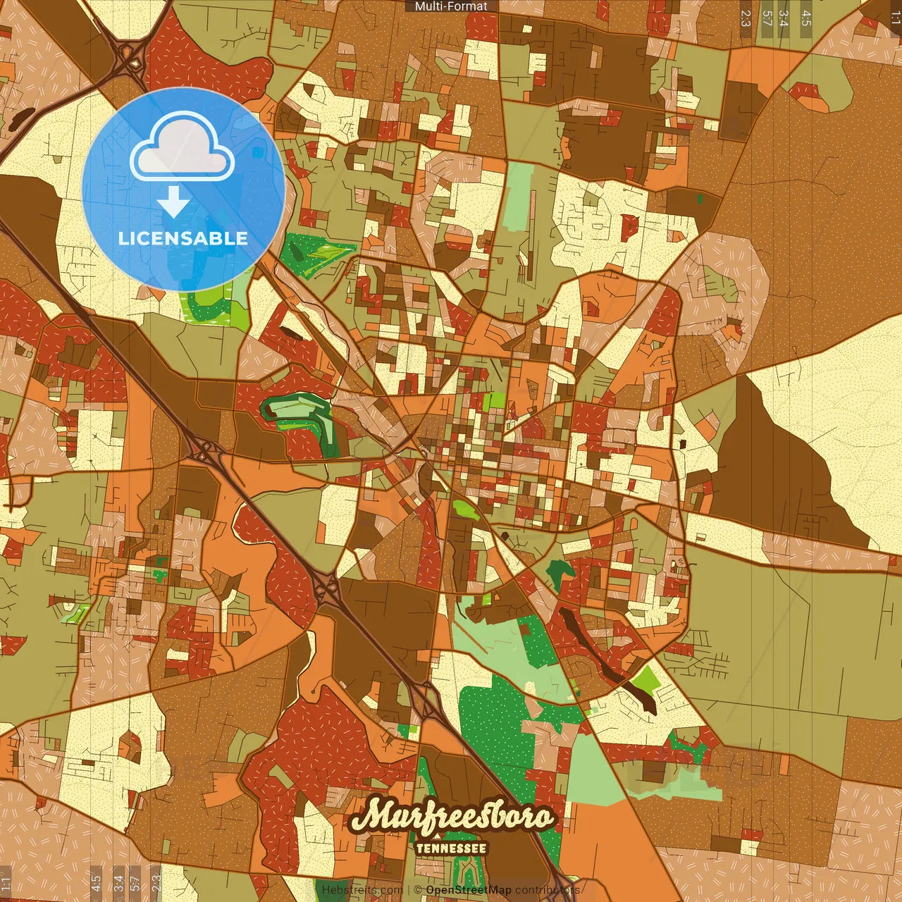 Murfreesboro Tennessee Farmhouse Poster Art Map Template