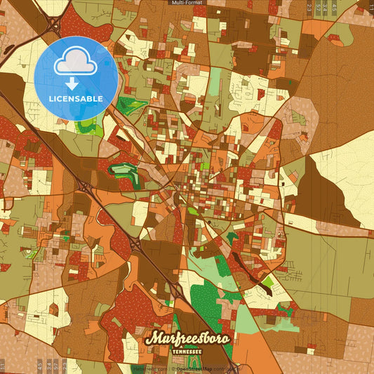 Murfreesboro Tennessee Farmhouse Poster Art Map Template