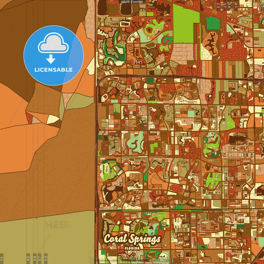 Coral Springs Florida Farmhouse Poster Art Map Template