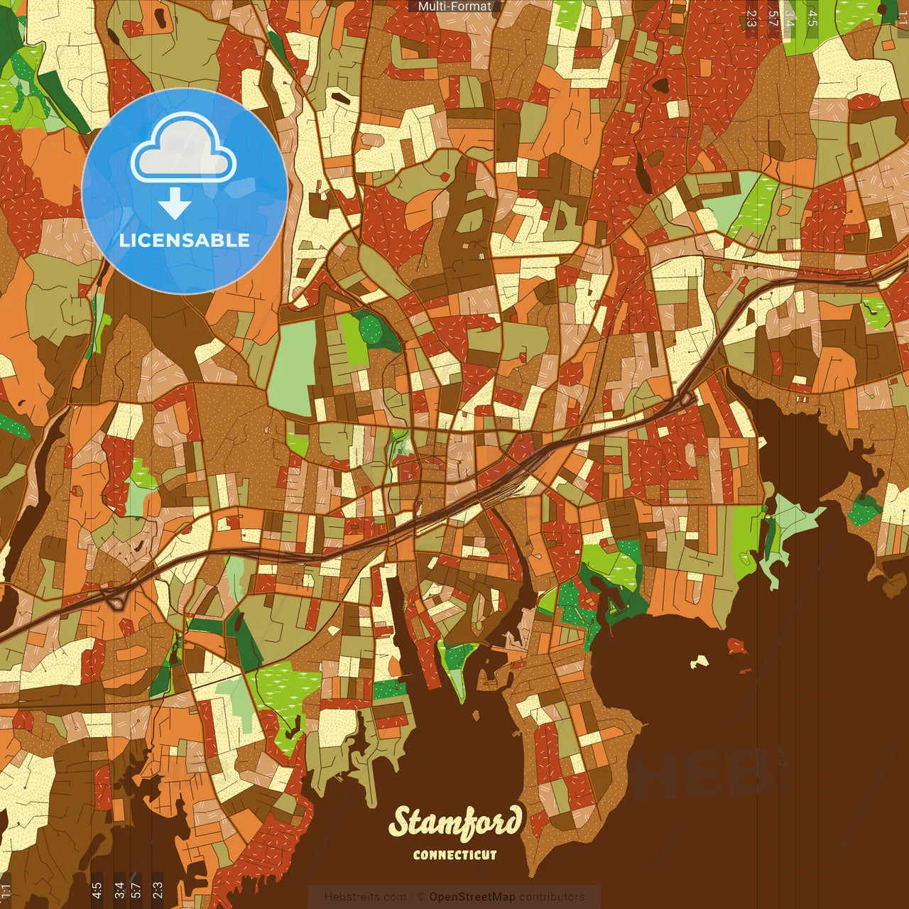 Stamford Connecticut Farmhouse Poster Art Map Template