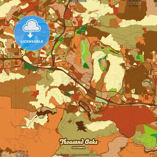 Thousand Oaks California Farmhouse Poster Art Map Template