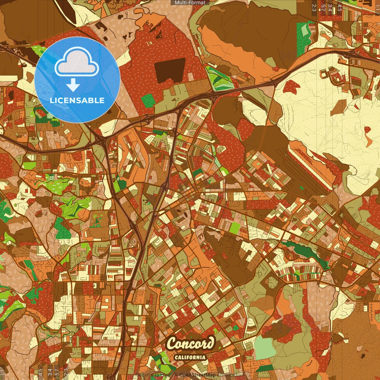 Concord California Farmhouse Poster Art Map Template