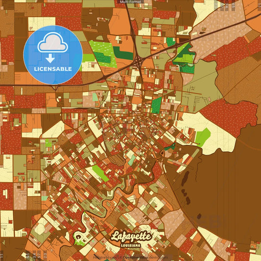 Lafayette Louisiana Farmhouse Poster Art Map Template