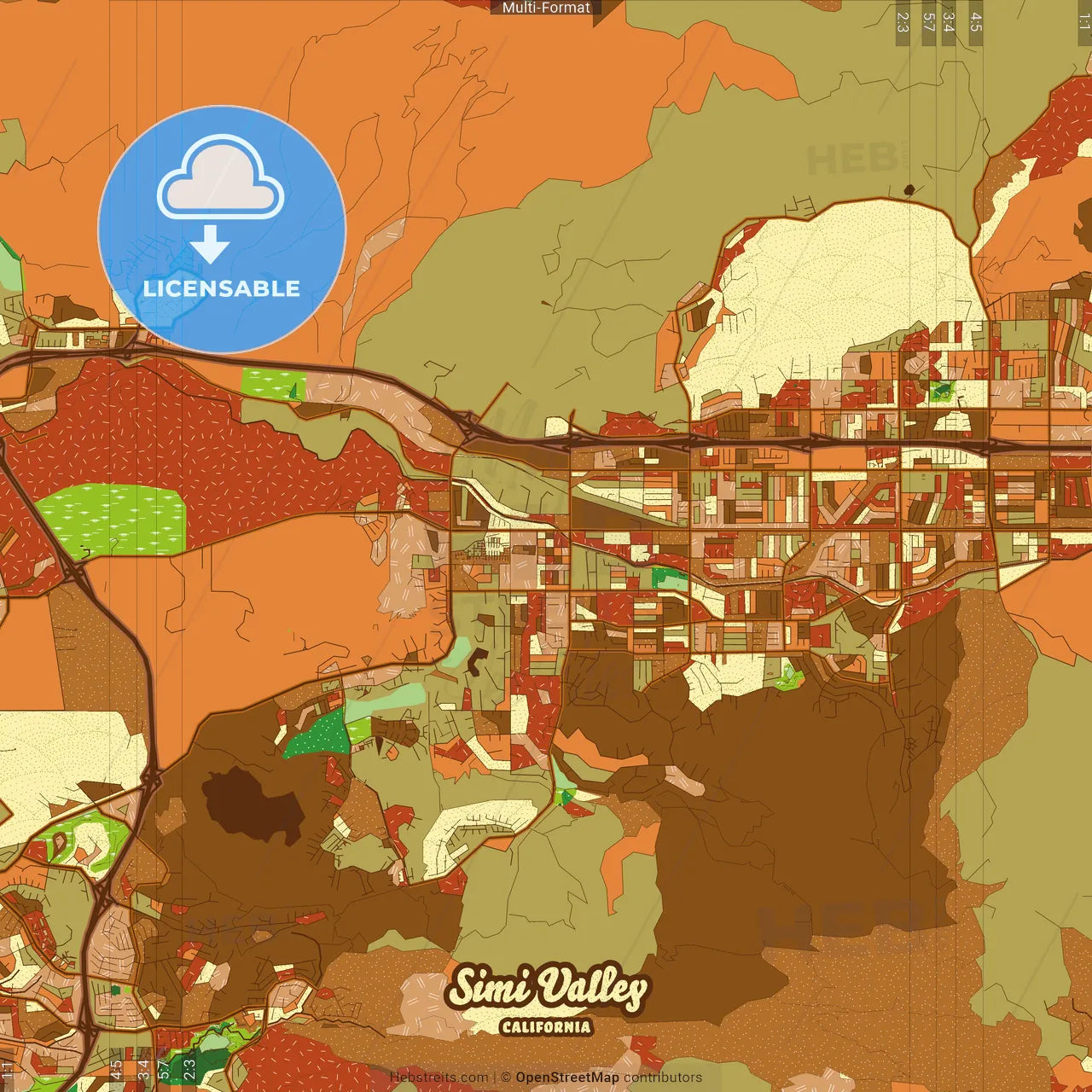 Simi Valley California Farmhouse Poster Art Map Template