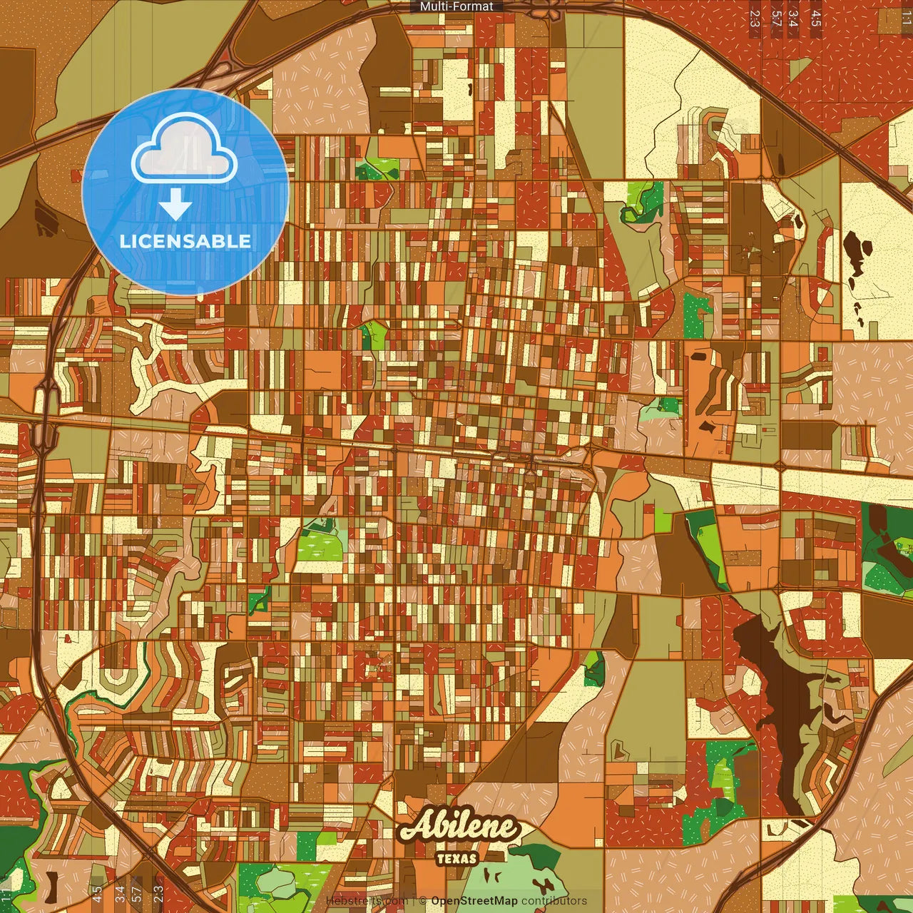 Abilene Texas Farmhouse Poster Art Map Template