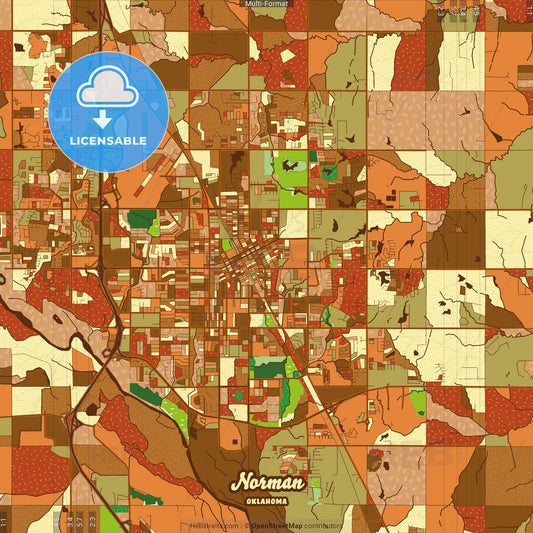 Norman Oklahoma Farmhouse Poster Art Map Template