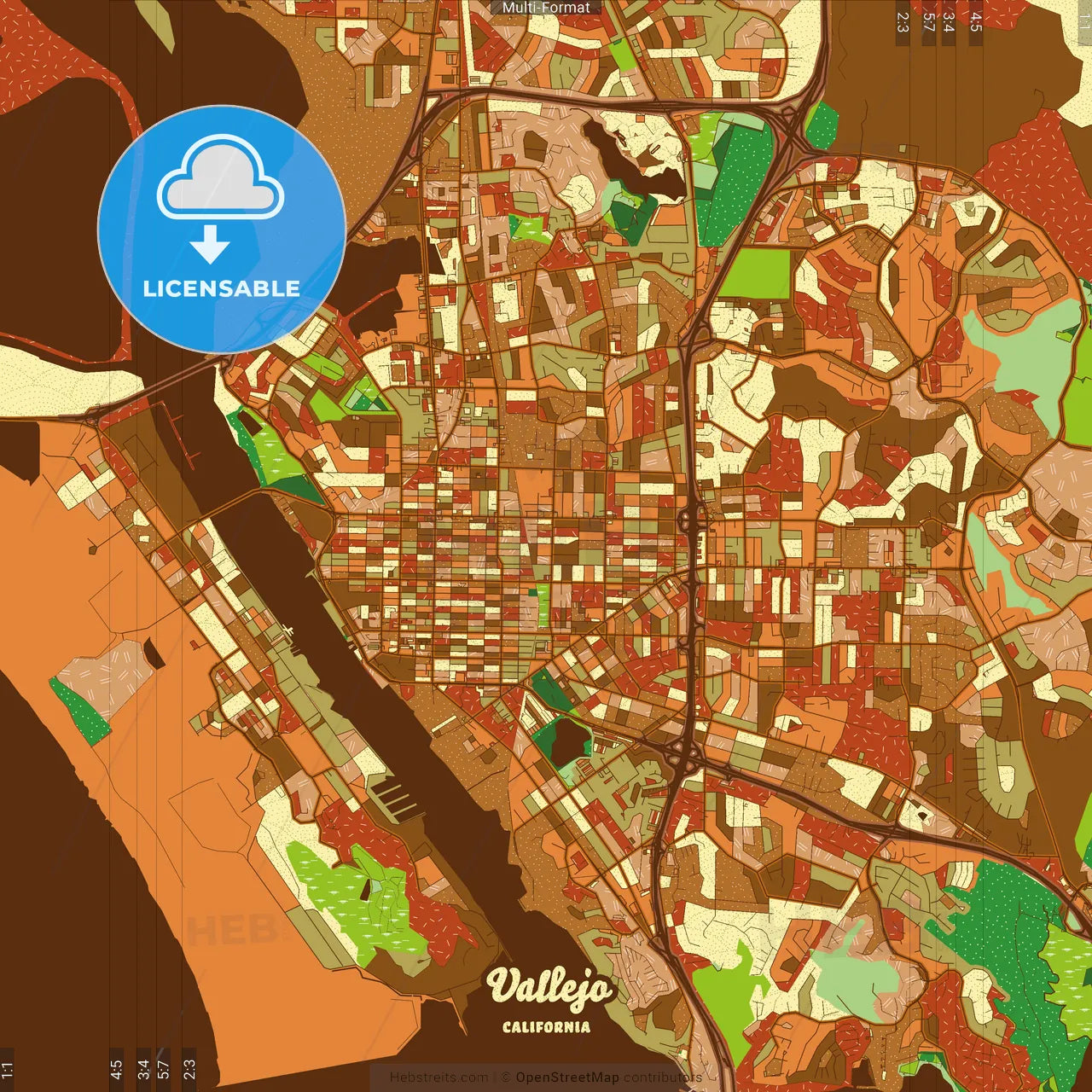 Vallejo California Farmhouse Poster Art Map Template