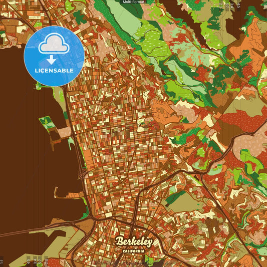 Berkeley California Farmhouse Poster Art Map Template