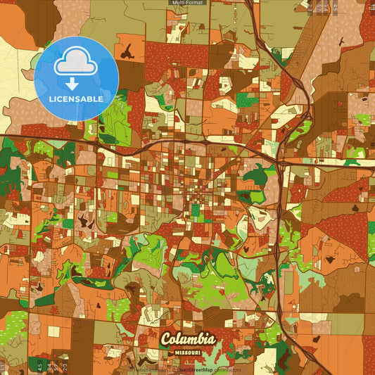 Columbia Missouri Farmhouse Poster Art Map Template