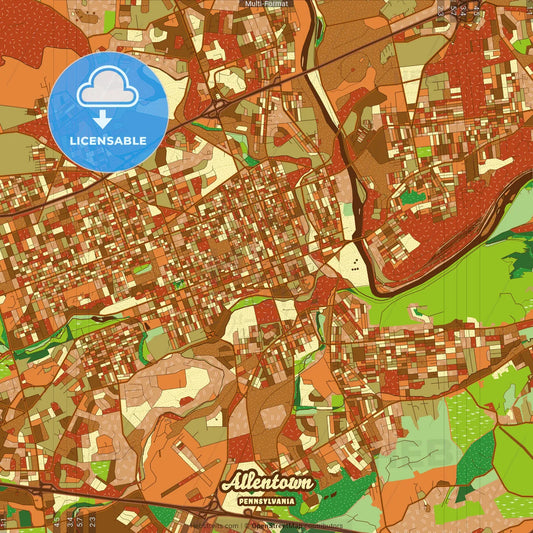 Allentown Pennsylvania Farmhouse Poster Art Map Template