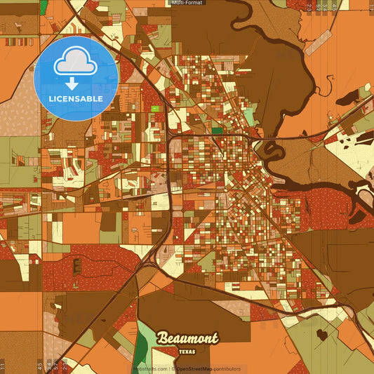 Beaumont Texas Farmhouse Poster Art Map Template