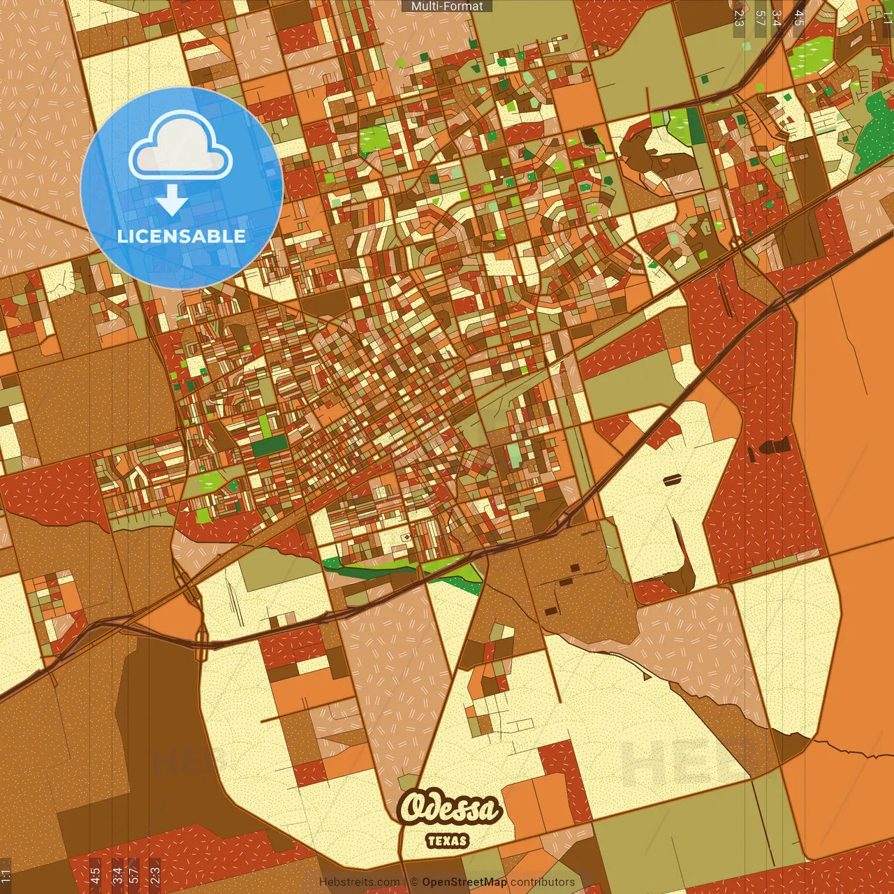 Odessa Texas Farmhouse Poster Art Map Template