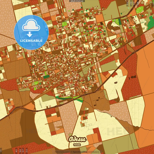 Odessa Texas Farmhouse Poster Art Map Template
