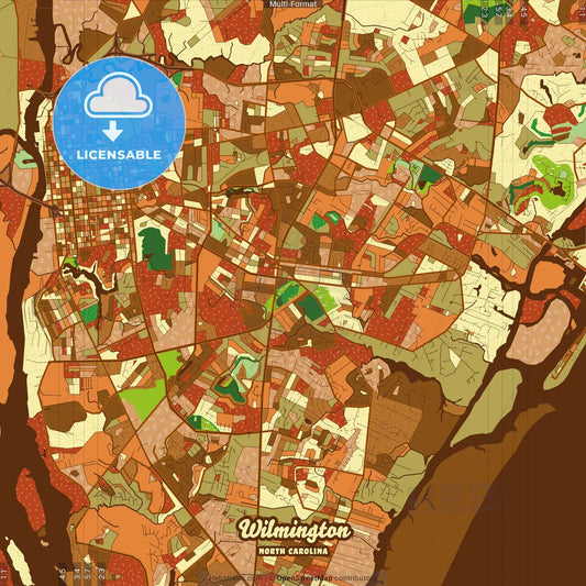 Wilmington North Carolina Farmhouse Poster Art Map Template